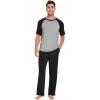 imageWiWi Mens Short Sleeve Pajamas Set Sleepwear Casual Soft Sleep Sets with Pockets Loungewear Viscose from Bamboo SXXLAblack