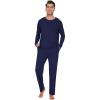 imageWiWi Mens Viscose from Bamboo Pajama Sets Long Sleeve Top and Pants Sleepwear Comfy Lightweight Loungewear Set SXXLBnavy