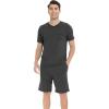 imageWiWi Viscose from Bamboo Loose Comfy Pajamas Set for Men Soft Summer Short Sleeve Sleepwear SXXLCharcoal Heather