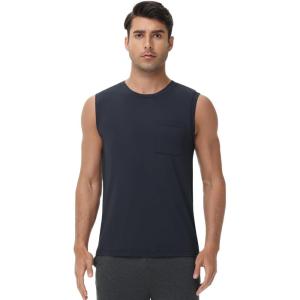 imageWiWi Men Pajamas Sleeveless Top Sleepwear TShirts Viscose from Bamboo Mens Tank Casual Loungewear Sleep Clothes Soft SXXLMoonlight Blue