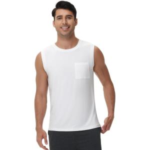 imageWiWi Men Pajamas Sleeveless Top Sleepwear TShirts Viscose from Bamboo Mens Tank Casual Loungewear Sleep Clothes Soft SXXLRaw White