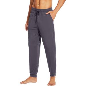 imageWiWi Mens Bamboo Viscose Pajama Jogger Pants Open Fly Lounge Bottoms Sleep Long Pj Joggers Sweatpant SXXLAdark Grey