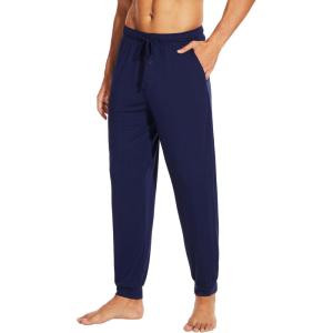 imageWiWi Mens Bamboo Viscose Pajama Jogger Pants Open Fly Lounge Bottoms Sleep Long Pj Joggers Sweatpant SXXLAnavy