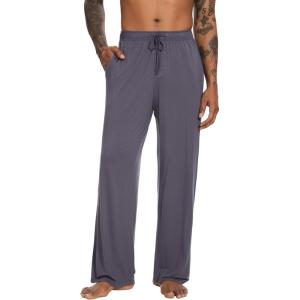imageWiWi Mens Pajama Pants Soft Lounge Bottoms Sweatpants Button Fly Sleep Pjs Pant with Pockets Viscose from Bamboo SXXLDark Grey