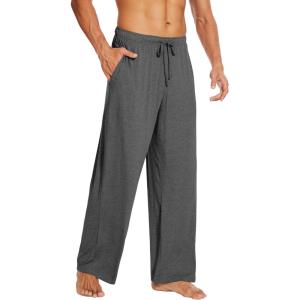 imageWiWi Mens Pajama Pants Soft Lounge Bottoms Sweatpants Button Fly Sleep Pjs Pant with Pockets Viscose from Bamboo SXXLDark Heather Grey