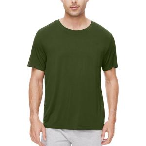 imageWiWi Mens TShirts Classic Soft Tee Viscose from Bamboo Loungewear Lightweight Short Sleeves Pajama Sleep Shirt SXXLAarmy Green