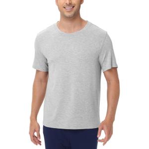 imageWiWi Mens TShirts Classic Soft Tee Viscose from Bamboo Loungewear Lightweight Short Sleeves Pajama Sleep Shirt SXXLAlight Heather Grey