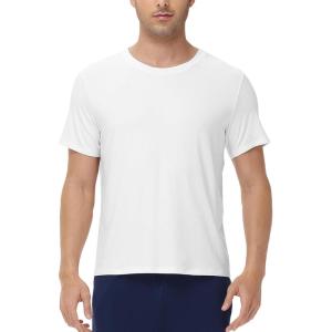 imageWiWi Mens TShirts Classic Soft Tee Viscose from Bamboo Loungewear Lightweight Short Sleeves Pajama Sleep Shirt SXXLAraw White