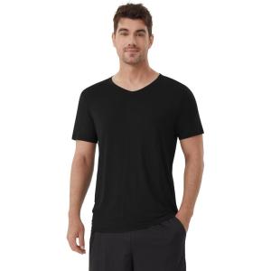 imageWiWi Mens TShirts Classic Soft Tee Viscose from Bamboo Loungewear Lightweight Short Sleeves Pajama Sleep Shirt SXXLBblack