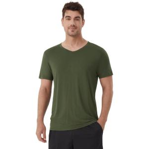imageWiWi Mens TShirts Classic Soft Tee Viscose from Bamboo Loungewear Lightweight Short Sleeves Pajama Sleep Shirt SXXLBdark Fence Green