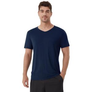 imageWiWi Mens TShirts Classic Soft Tee Viscose from Bamboo Loungewear Lightweight Short Sleeves Pajama Sleep Shirt SXXLBdark Navy