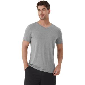 imageWiWi Mens TShirts Classic Soft Tee Viscose from Bamboo Loungewear Lightweight Short Sleeves Pajama Sleep Shirt SXXLBheather Grey