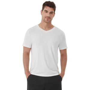 imageWiWi Mens TShirts Classic Soft Tee Viscose from Bamboo Loungewear Lightweight Short Sleeves Pajama Sleep Shirt SXXLBraw White