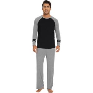 imageWiWi Mens Viscose from Bamboo Pajama Sets Long Sleeve Top and Pants Sleepwear Comfy Lightweight Loungewear Set SXXLAheather Grey