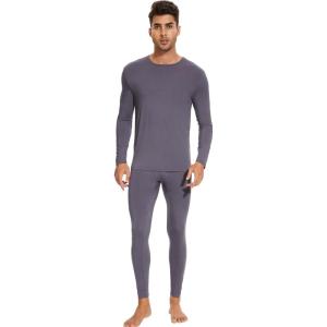imageWiWi Thermal Underwear for Men Bamboo Viscose Long Johns Set Soft Warm Base Layer Lightweight Top and Bottom Sets SXXLAdark Grey
