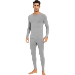 imageWiWi Thermal Underwear for Men Bamboo Viscose Long Johns Set Soft Warm Base Layer Lightweight Top and Bottom Sets SXXLAheather Grey