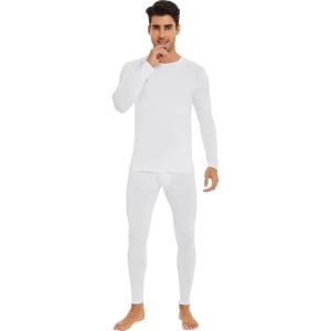 imageWiWi Thermal Underwear for Men Bamboo Viscose Long Johns Set Soft Warm Base Layer Lightweight Top and Bottom Sets SXXLApure White