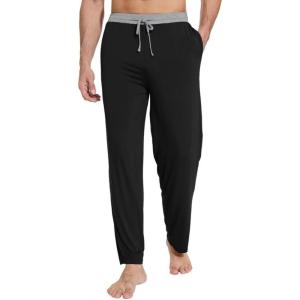 imageWiWi Viscose from Bamboo Mens Pajama Pants Soft Lounge Bottoms Sweatpants Sleep Pant Drawstring with Pockets SXXLBlackHeather Grey