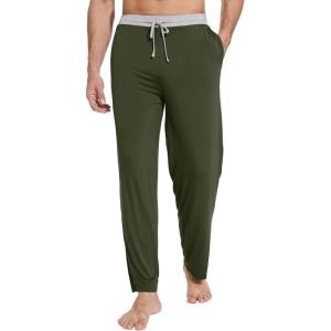 imageWiWi Viscose from Bamboo Mens Pajama Pants Soft Lounge Bottoms Sweatpants Sleep Pant Drawstring with Pockets SXXLDark Fence GreenLight Heather Grey