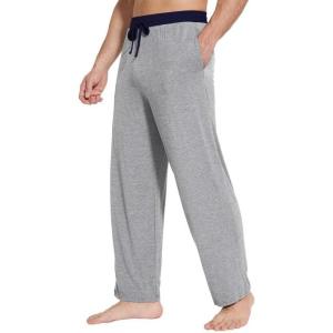 imageWiWi Viscose from Bamboo Mens Pajama Pants Soft Lounge Bottoms Sweatpants Sleep Pant Drawstring with Pockets SXXLHeather GreyNavy