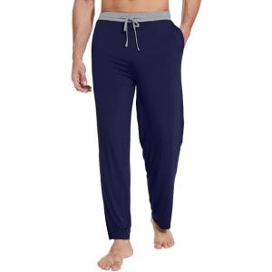 imageWiWi Viscose from Bamboo Mens Pajama Pants Soft Lounge Bottoms Sweatpants Sleep Pant Drawstring with Pockets SXXLNavyHeather Grey