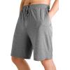 imageWiWi Mens Bamboo Viscose Pajama Shorts Lightweight Lounge Bottoms Soft Knit Sleep Short Pants Loungewear with Pockets S3XAdark Heather Grey