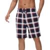 imageWiWi Mens Bamboo Viscose Pajama Shorts Lightweight Lounge Bottoms Soft Knit Sleep Short Pants Loungewear with Pockets S3XAnavyRed Stripe Plaid