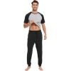 imageWiWi Mens Pajama Set Short Sleeve Tee Jogger Pants with Pockets Sleepwear Raglan Nightwear Soft Pjs Sets SXXLBlackheather Grey