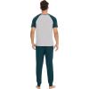 imageWiWi Mens Pajama Set Short Sleeve Tee Jogger Pants with Pockets Sleepwear Raglan Nightwear Soft Pjs Sets SXXLDark Bluish Greenlight Heather Grey