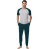 imageWiWi Mens Pajama Set Short Sleeve Tee Jogger Pants with Pockets Sleepwear Raglan Nightwear Soft Pjs Sets SXXLDark Bluish Greenlight Heather Grey
