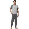 imageWiWi Mens Pajama Set Short Sleeve Tee Jogger Pants with Pockets Sleepwear Raglan Nightwear Soft Pjs Sets SXXLDark Heather Greylight Heather Grey