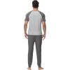 imageWiWi Mens Pajama Set Short Sleeve Tee Jogger Pants with Pockets Sleepwear Raglan Nightwear Soft Pjs Sets SXXLDark Heather Greylight Heather Grey