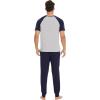 imageWiWi Mens Pajama Set Short Sleeve Tee Jogger Pants with Pockets Sleepwear Raglan Nightwear Soft Pjs Sets SXXLNautical Bluelight Heather Grey