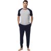 imageWiWi Mens Pajama Set Short Sleeve Tee Jogger Pants with Pockets Sleepwear Raglan Nightwear Soft Pjs Sets SXXLNautical Bluelight Heather Grey