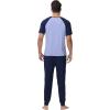 imageWiWi Mens Pajama Set Short Sleeve Tee Jogger Pants with Pockets Sleepwear Raglan Nightwear Soft Pjs Sets SXXLNavylight Blue