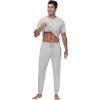 imageWiWi Mens Pajama Sets Viscose from Bamboo Sleepwear Short Sleeve Top and Pants Pjs Sets with Pockets Drawstring SXXLAsh Grey