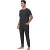 imageWiWi Mens Pajama Sets Viscose from Bamboo Sleepwear Short Sleeve Top and Pants Pjs Sets with Pockets Drawstring SXXLCharcoal Heather