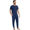 imageWiWi Mens Pajama Sets Viscose from Bamboo Sleepwear Short Sleeve Top and Pants Pjs Sets with Pockets Drawstring SXXLDark Blue