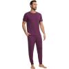 imageWiWi Mens Pajama Sets Viscose from Bamboo Sleepwear Short Sleeve Top and Pants Pjs Sets with Pockets Drawstring SXXLMulberry