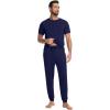imageWiWi Mens Pajama Sets Viscose from Bamboo Sleepwear Short Sleeve Top and Pants Pjs Sets with Pockets Drawstring SXXLNavy