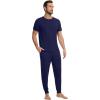 imageWiWi Mens Pajama Sets Viscose from Bamboo Sleepwear Short Sleeve Top and Pants Pjs Sets with Pockets Drawstring SXXLNavy