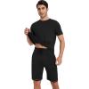 imageWiWi Mens Pajamas Set Short Sleeve Top and Shorts Pajama Lightweight Pjs Viscose made from Bamboo Loungewear SXXLBlack