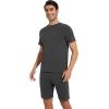 imageWiWi Mens Pajamas Set Short Sleeve Top and Shorts Pajama Lightweight Pjs Viscose made from Bamboo Loungewear SXXLCharcoal Heather