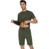 imageWiWi Mens Pajamas Set Short Sleeve Top and Shorts Pajama Lightweight Pjs Viscose made from Bamboo Loungewear SXXLDark Fence Green