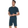 imageWiWi Mens Pajamas Set Short Sleeve Top and Shorts Pajama Lightweight Pjs Viscose made from Bamboo Loungewear SXXLDeep Teal