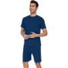 imageWiWi Mens Pajamas Set Short Sleeve Top and Shorts Pajama Lightweight Pjs Viscose made from Bamboo Loungewear SXXLInk Blue