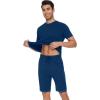 imageWiWi Mens Pajamas Set Short Sleeve Top and Shorts Pajama Lightweight Pjs Viscose made from Bamboo Loungewear SXXLInk Blue