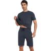 imageWiWi Mens Pajamas Set Short Sleeve Top and Shorts Pajama Lightweight Pjs Viscose made from Bamboo Loungewear SXXLMidnight Blue