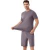 imageWiWi Mens Pajamas Set Short Sleeve Top and Shorts Pajama Lightweight Pjs Viscose made from Bamboo Loungewear SXXLMisty Grey