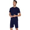 imageWiWi Mens Pajamas Set Short Sleeve Top and Shorts Pajama Lightweight Pjs Viscose made from Bamboo Loungewear SXXLNavy